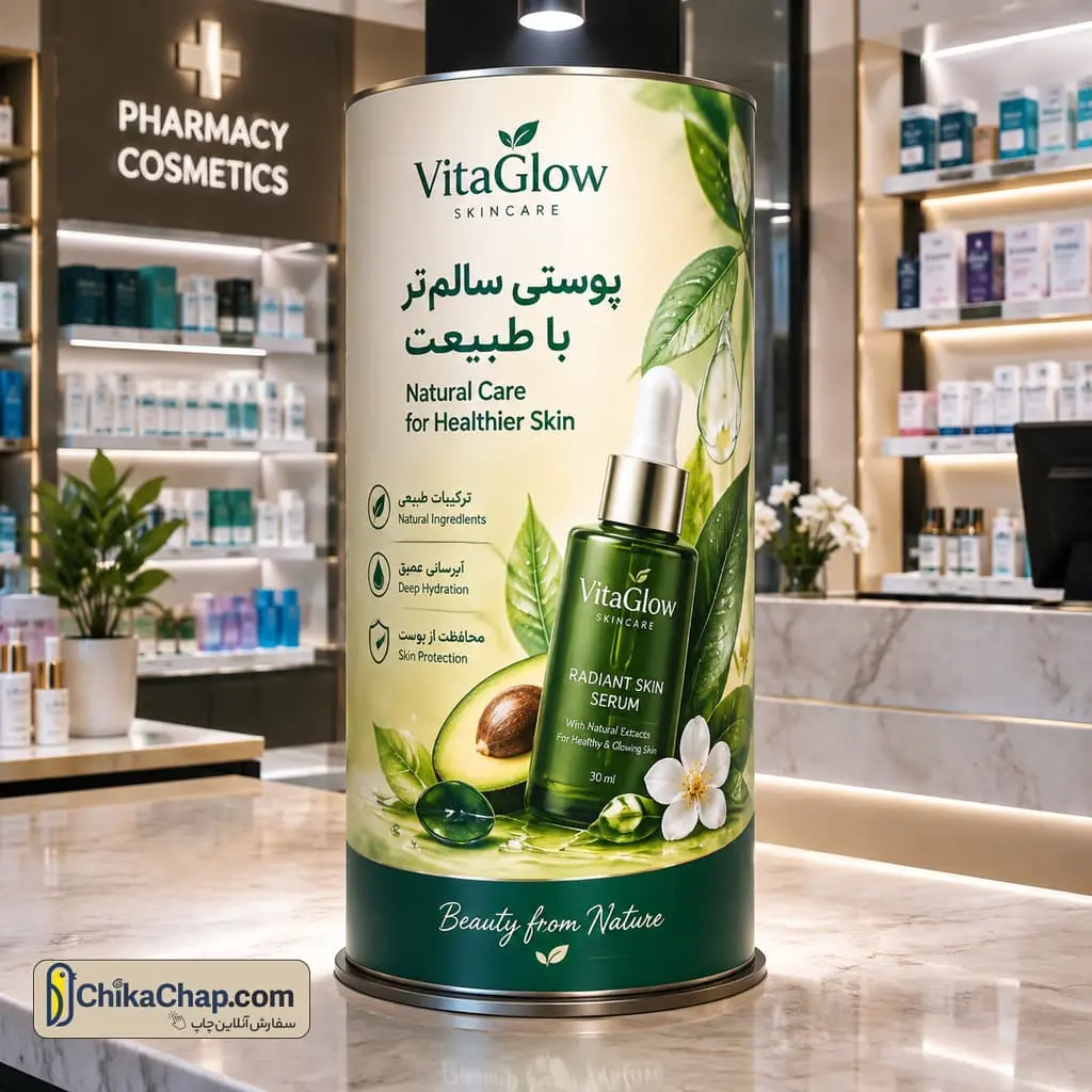 چاپ رول پی پی پشت چسبدار برای استندهای پوینت آو سیل (POS) فروشگاهی